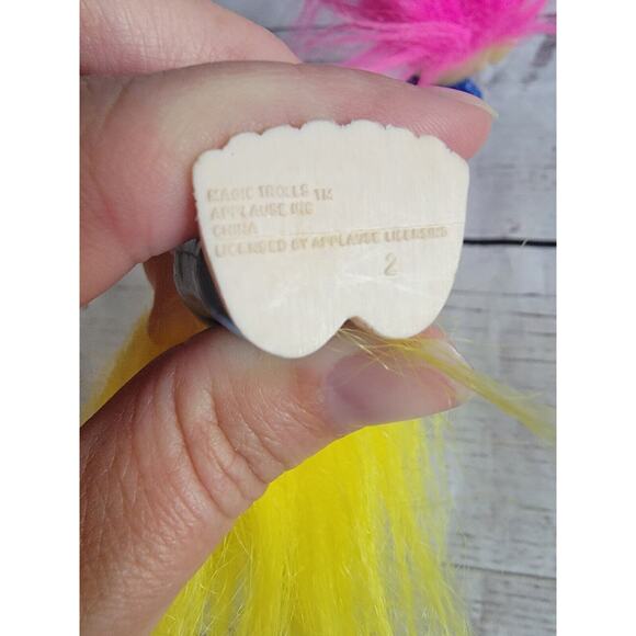 Vintage Applause Troll Baby Yellow Hair Burger King Pink Hair Troll - Picture 8 of 10